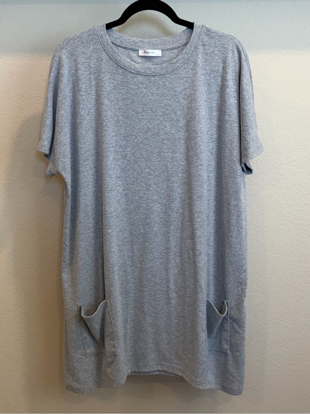 Heather Gray Short Sleeve Pocket T-Shirt Dress